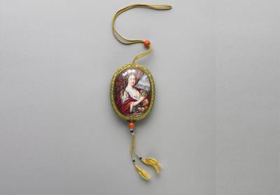 图片[2]-Hanging glass mirror with Western lady designs in painted enamels, Qianlong reign(1736-1795), Qing dynasty-China Archive